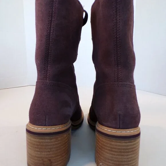 Timberland Purple Suede Waterproof Fur Lined Lace Up Heeled Boots Womens Size 7 - Picture 5 of 14